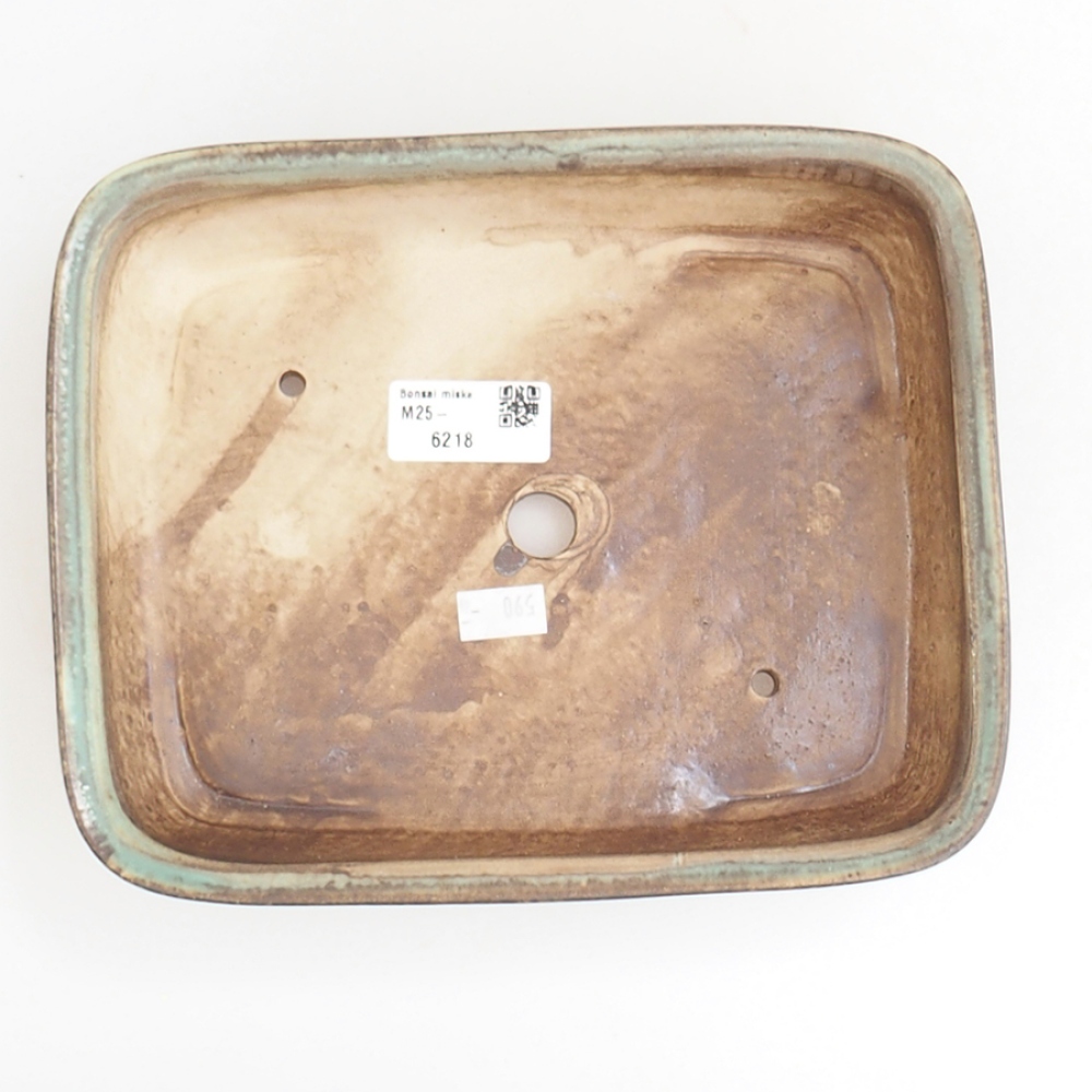 Kerámia bonsai tál 21,5 x 17,5 x 5,5 cm, zöld