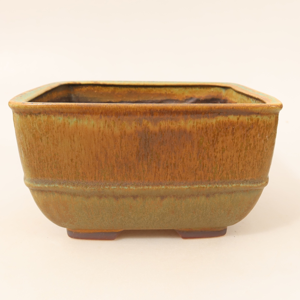 Kerámia bonsai-tál, 16,5 x 16,5 x 9,5 cm, zöld színű