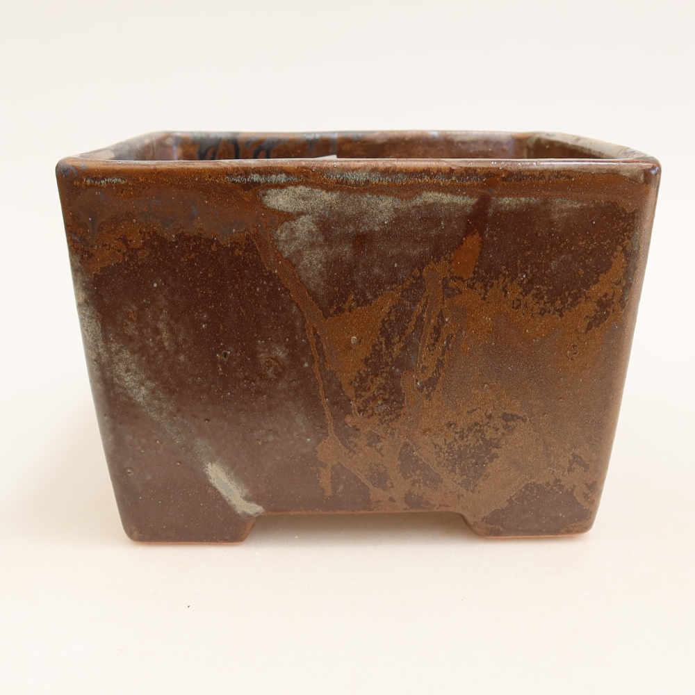 Kerámia bonsai tál, 15 x 15 x 10,5 cm, barna színű