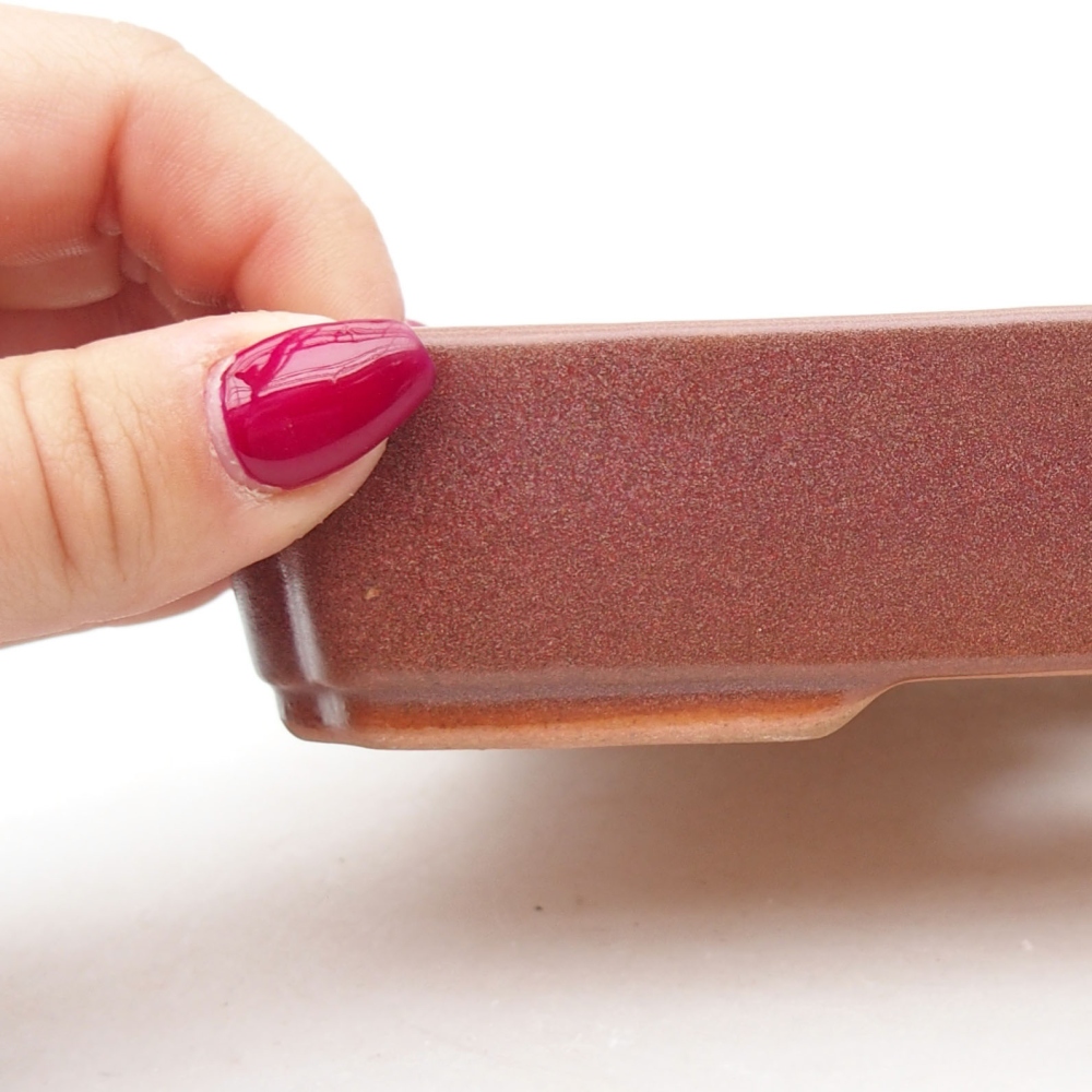 kerámia bonsai tál 18 x 13 x 3 cm, bordó színben