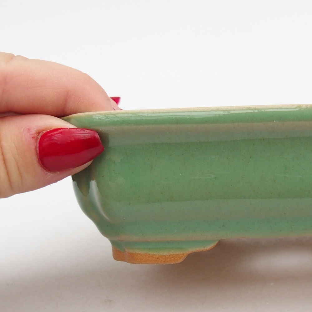 kerámia bonsai tál 14 x 11 x 4 cm, zöld