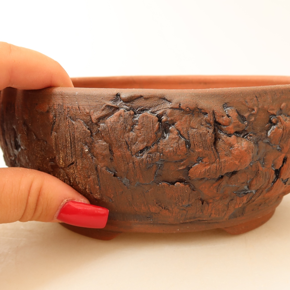 Kerámia bonsai tál, 16 x 16 x 6,5 cm, barna színű