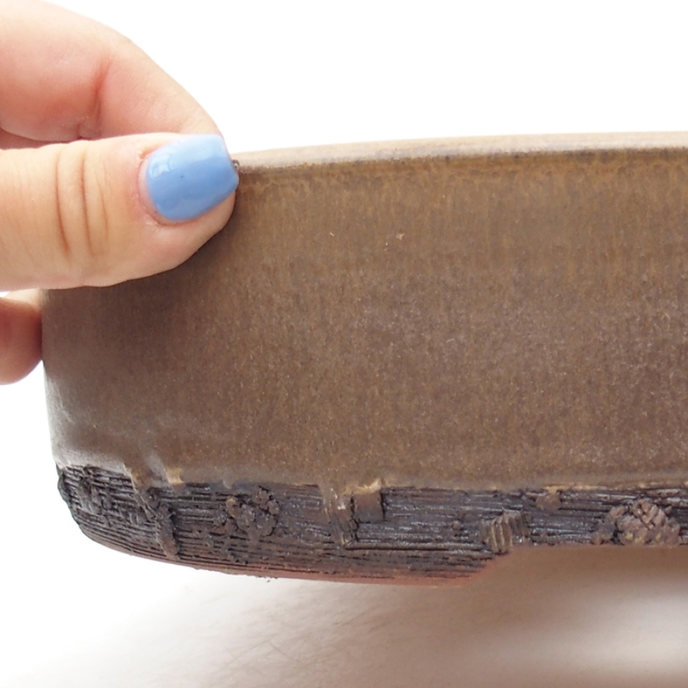 kerámia bonsai tál 24,5 x 24,5 x 6 cm, barna
