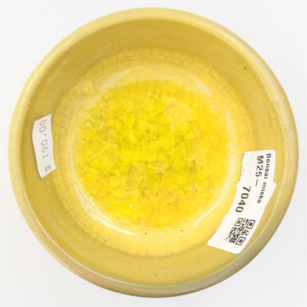 kerámia bonsai tál 9,5 x 9,5 x 5 cm, sárga