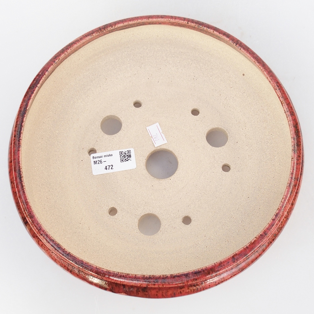 kerámia bonsai tál 25 x 25 x 7,5 cm, piros színben