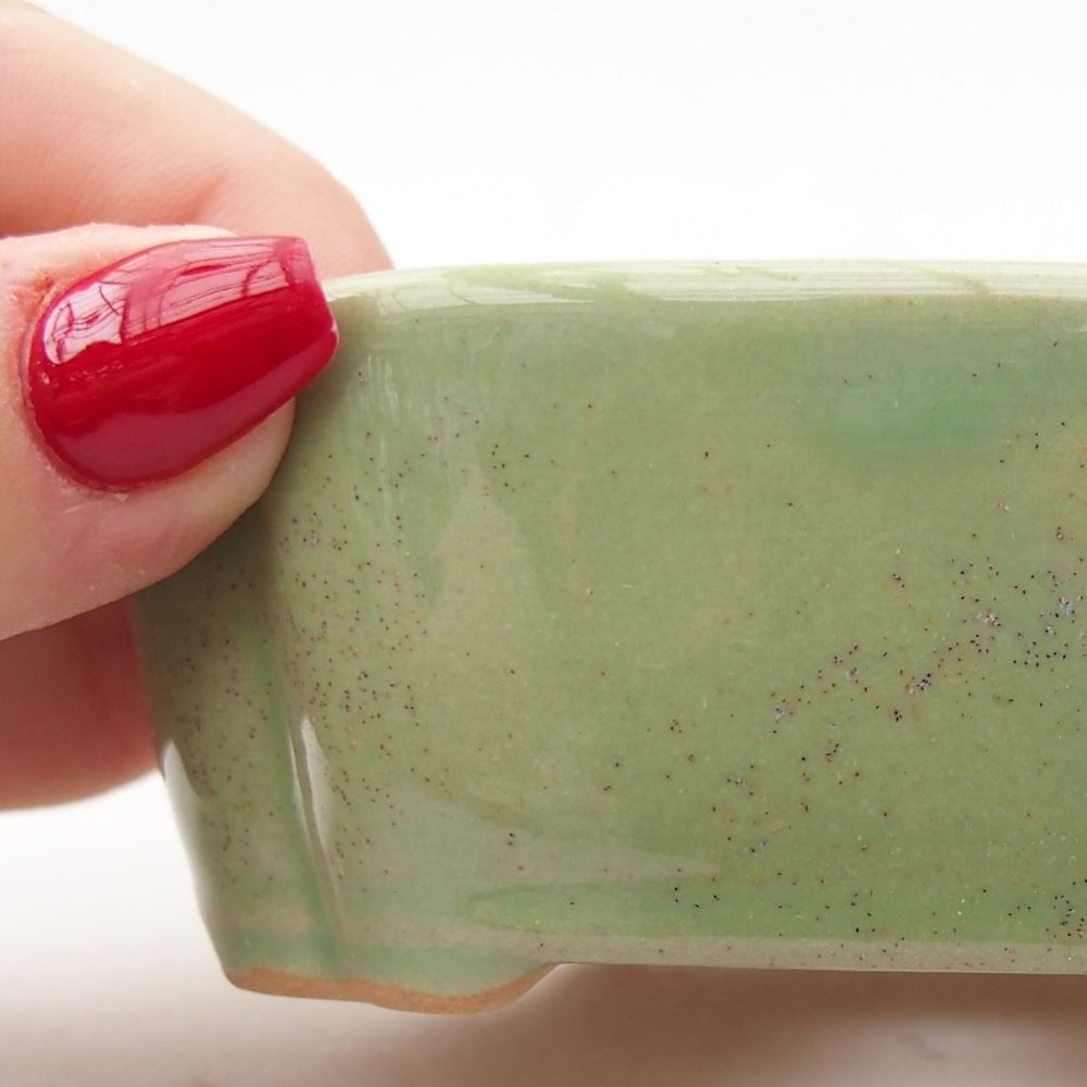 kerámia bonsai tál 10,5 x 8 x 3,5 cm, zöld