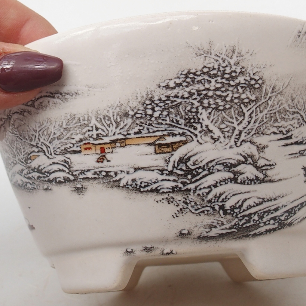 kerámia bonsai tál 12 x 12 x 6,5 cm, fehér színben