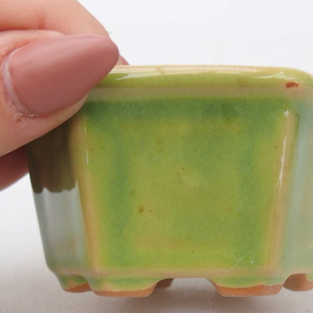 kerámia bonsai tál 7,5 x 7 x 4 cm, zöld