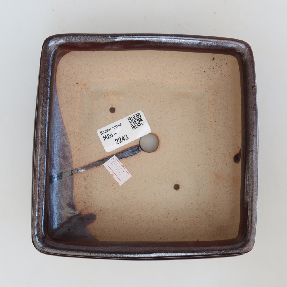 kerámia bonsai tál 15,5 x 15,5 x 6 cm, barna