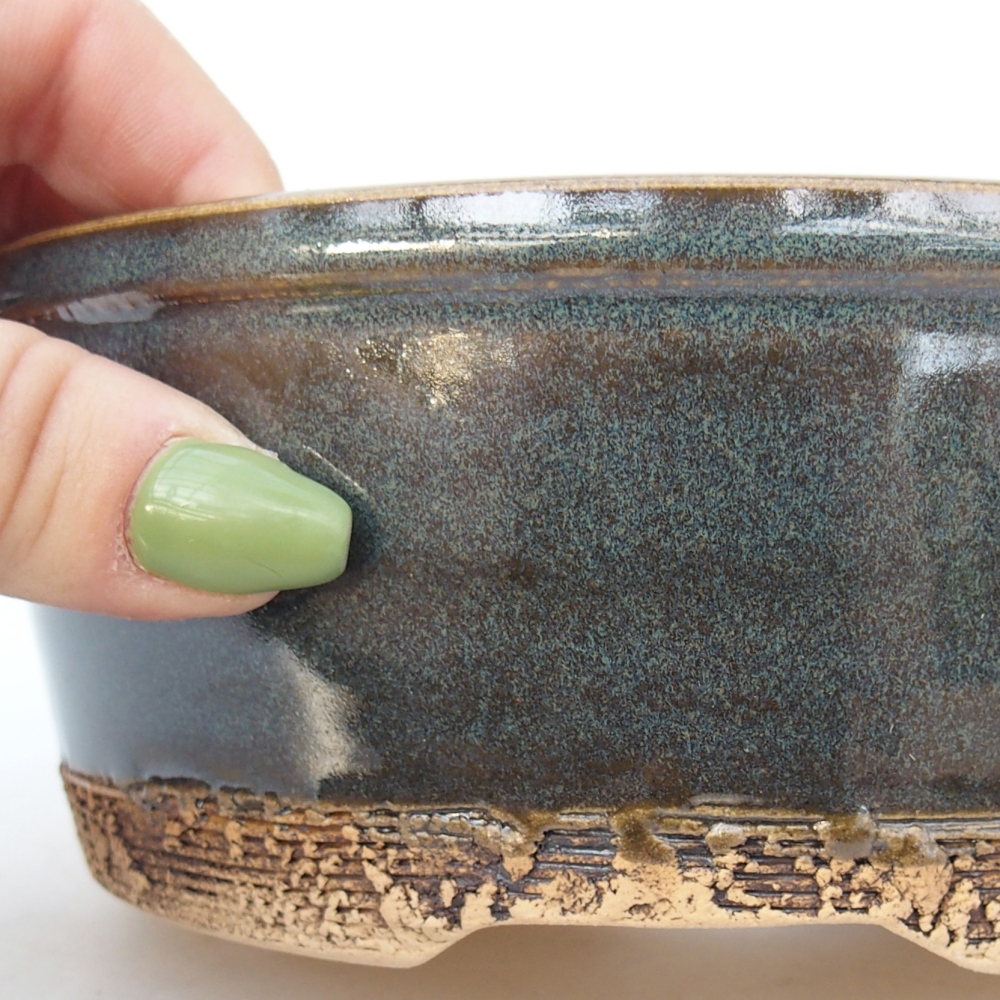 kerámia bonsai tál 16 x 16 x 6 cm, kék-szürke