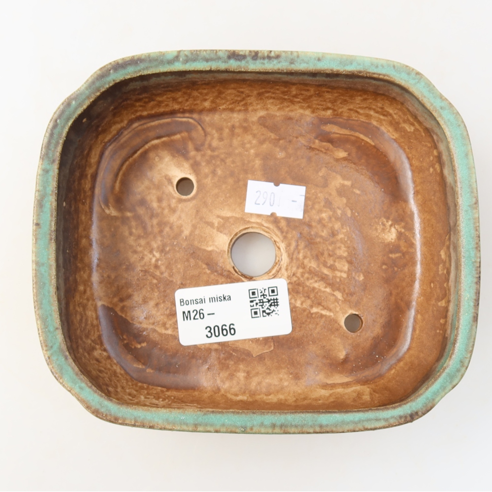Kerámia bonsai tál 13,5 x 12 x 4 cm, zöld színű