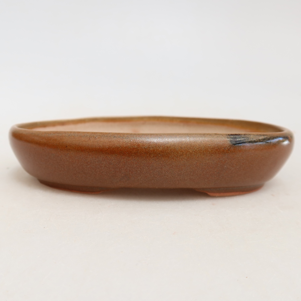 Kerámia bonsai tál, 13 x 9,5 x 2,5 cm, barna színű
