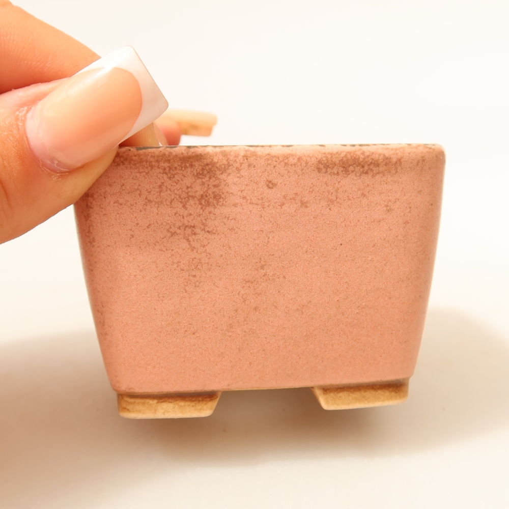 Kerámia bonsai tál, 6,5 x 6,5 x 4,5 cm, rózsaszín