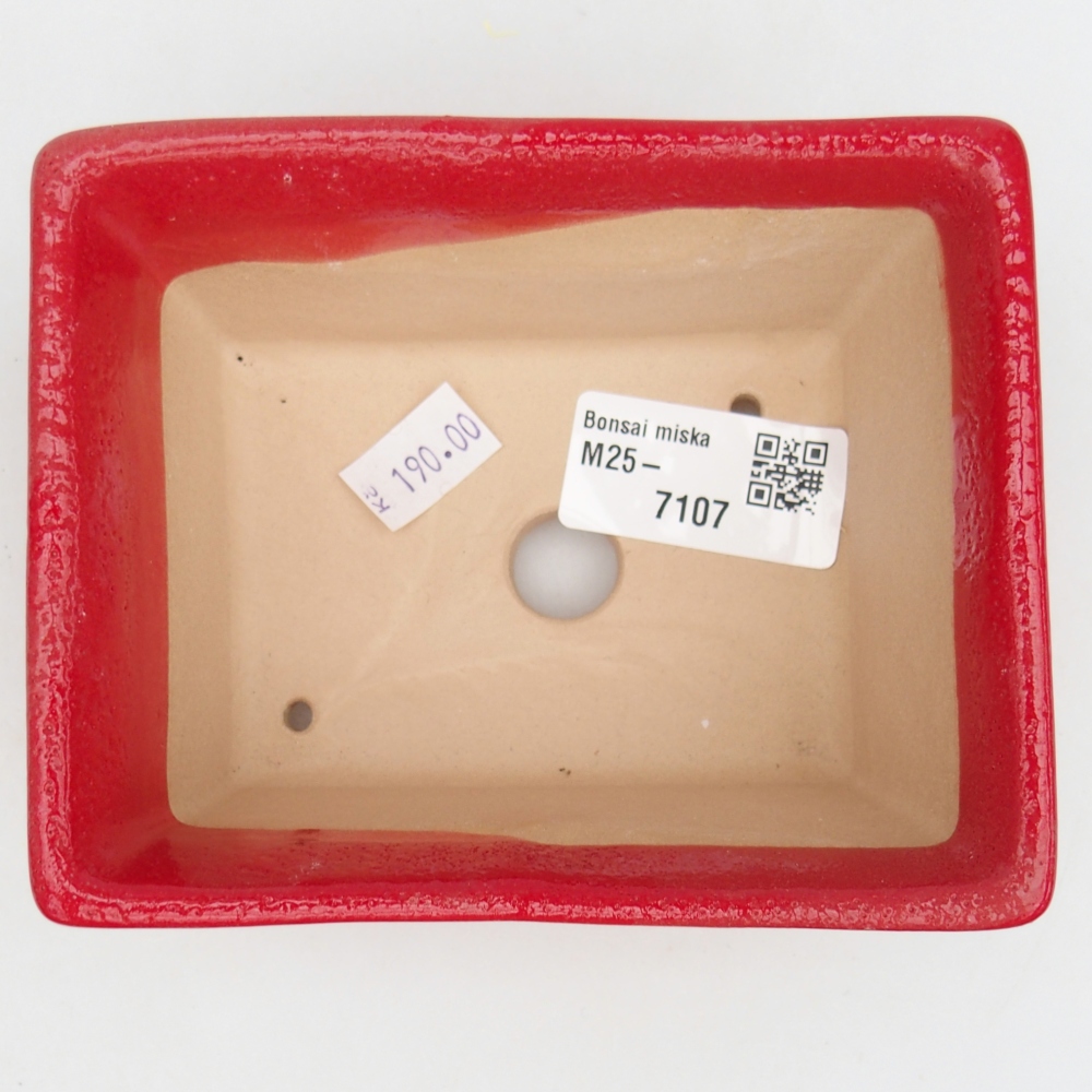 kerámia bonsai tál 11,5 x 9,5 x 6 cm, piros színű