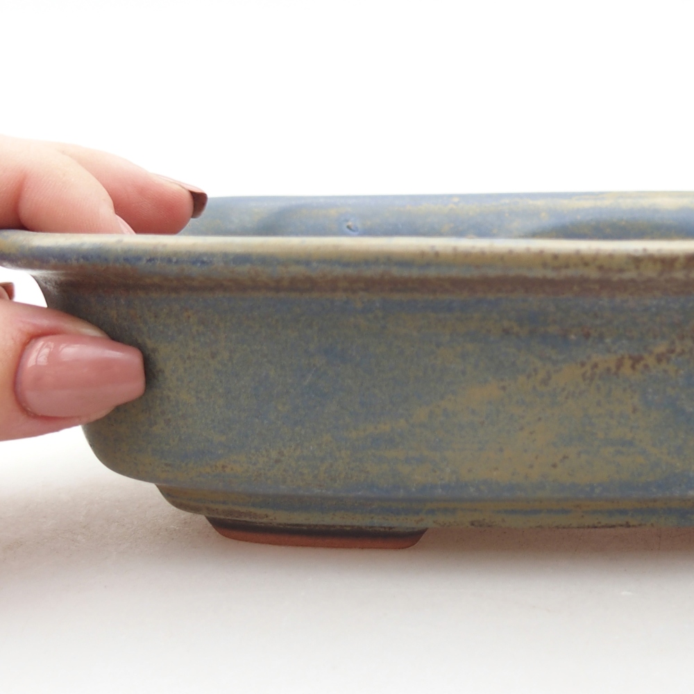 kerámia bonsai tál 18,5 x 13,5 x 5 cm, kék színben