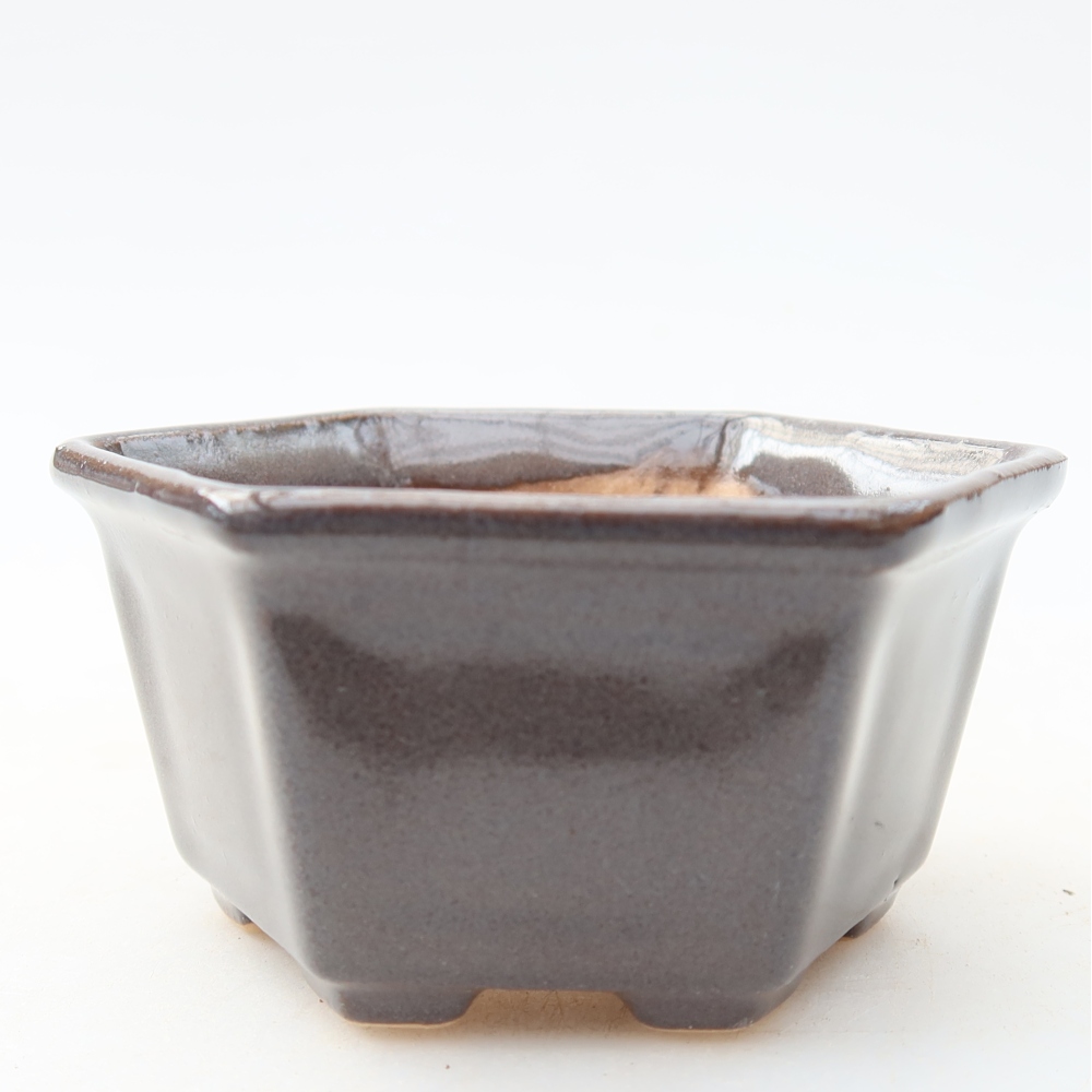 Kerámia bonsai-tál, 8 x 7 x 4 cm, szín: szürke