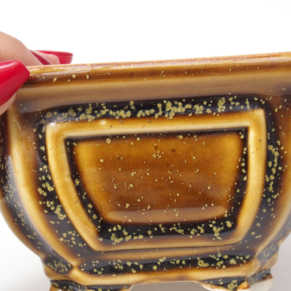 kerámia bonsai tál 11 x 11 x 7 cm, sárga