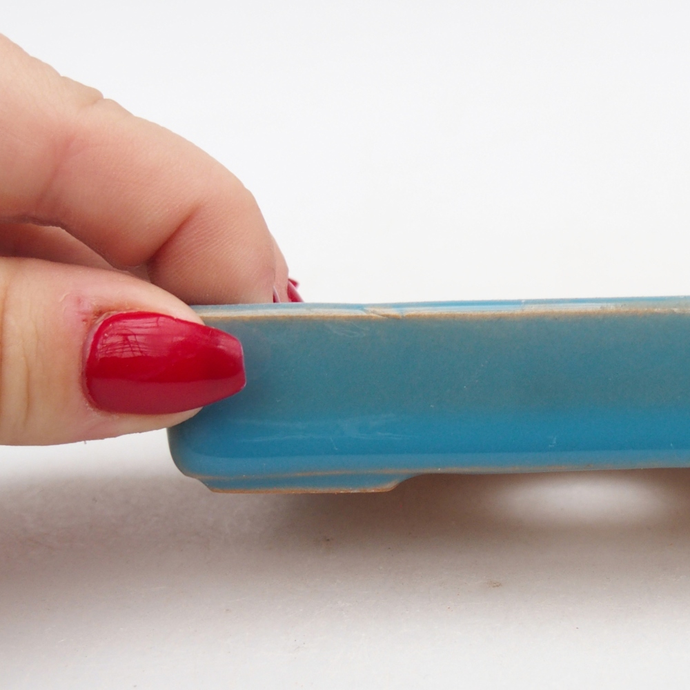 kerámia bonsai tál 10,5 x 7 x 2 cm, kék színben