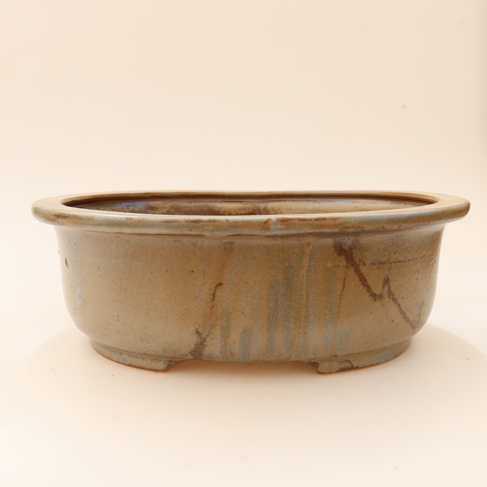 Kerámia bonsai tál, 23 x 19 x 8 cm, barna színű