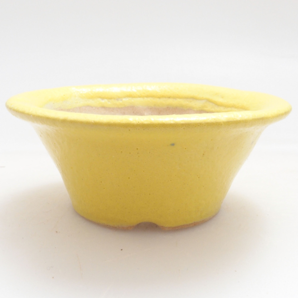 kerámia bonsai tál 7 x 7 x 2,5 cm, sárga