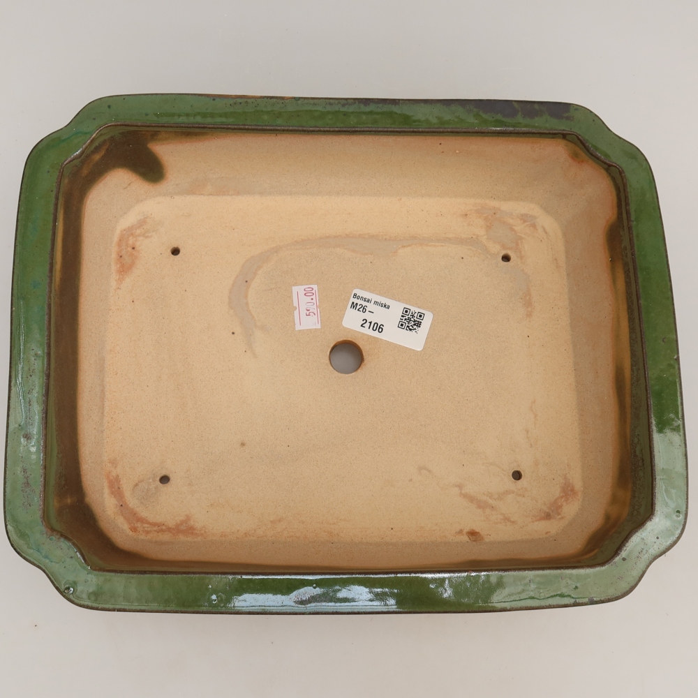 Kerámia bonsai tál 27,5 x 21,5 x 7 cm, zöld