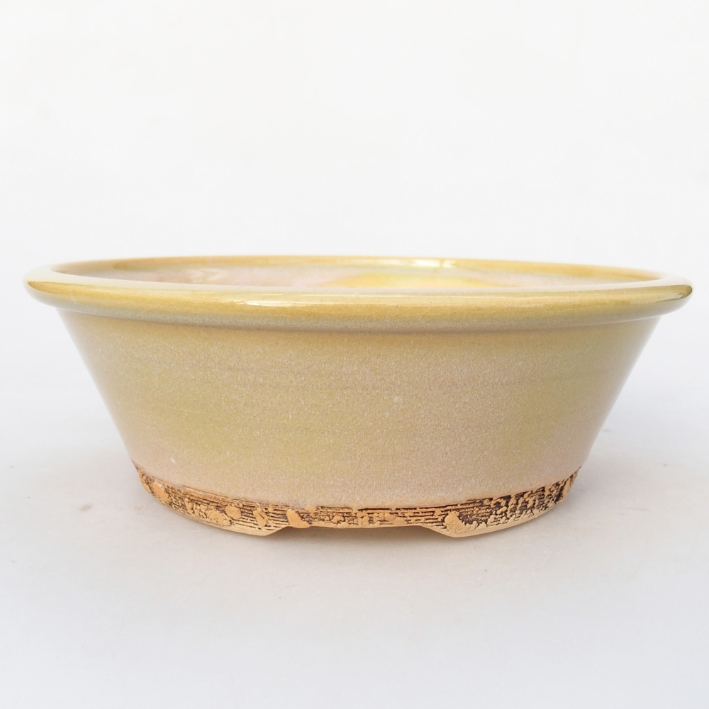 Bonsai kerámia tál 20,5 x 20,5 x 7 cm, sárga-zöld