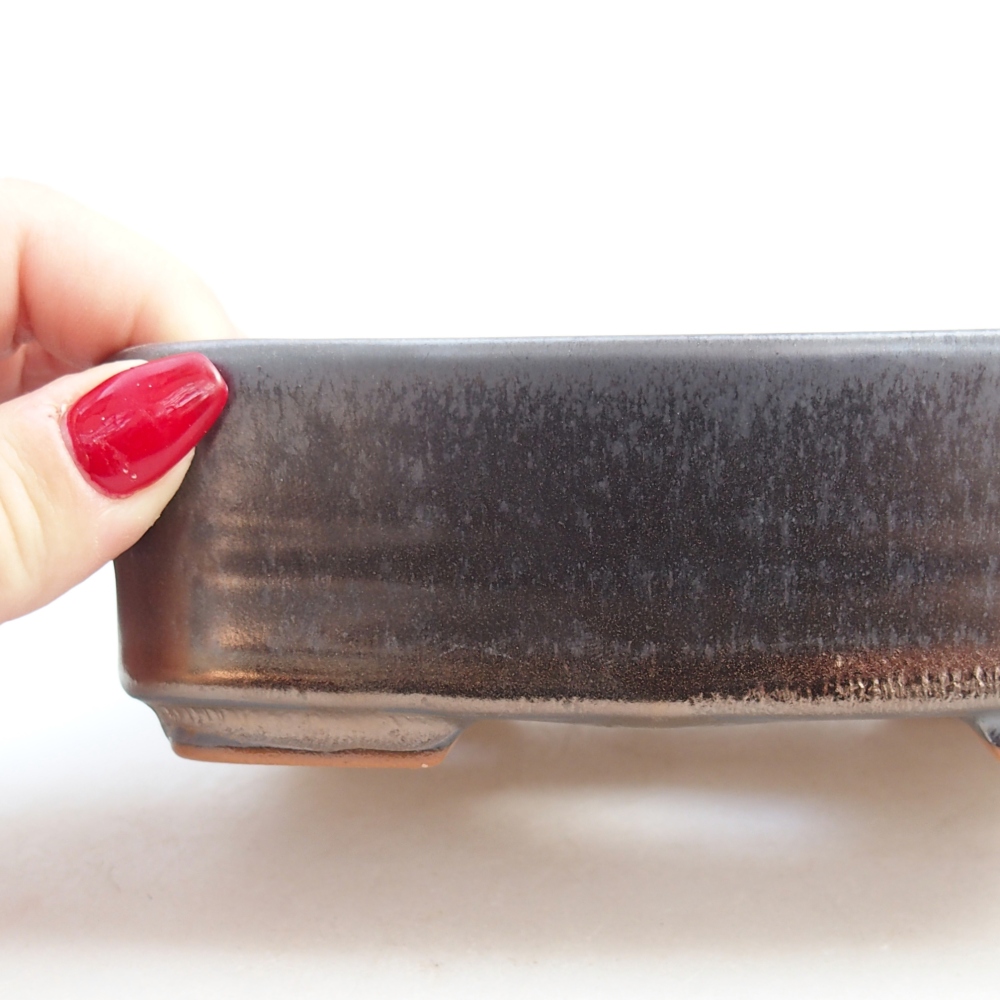 Kerámia bonsai tál 14,5 x 10,5 x 4,5 cm, fém színben