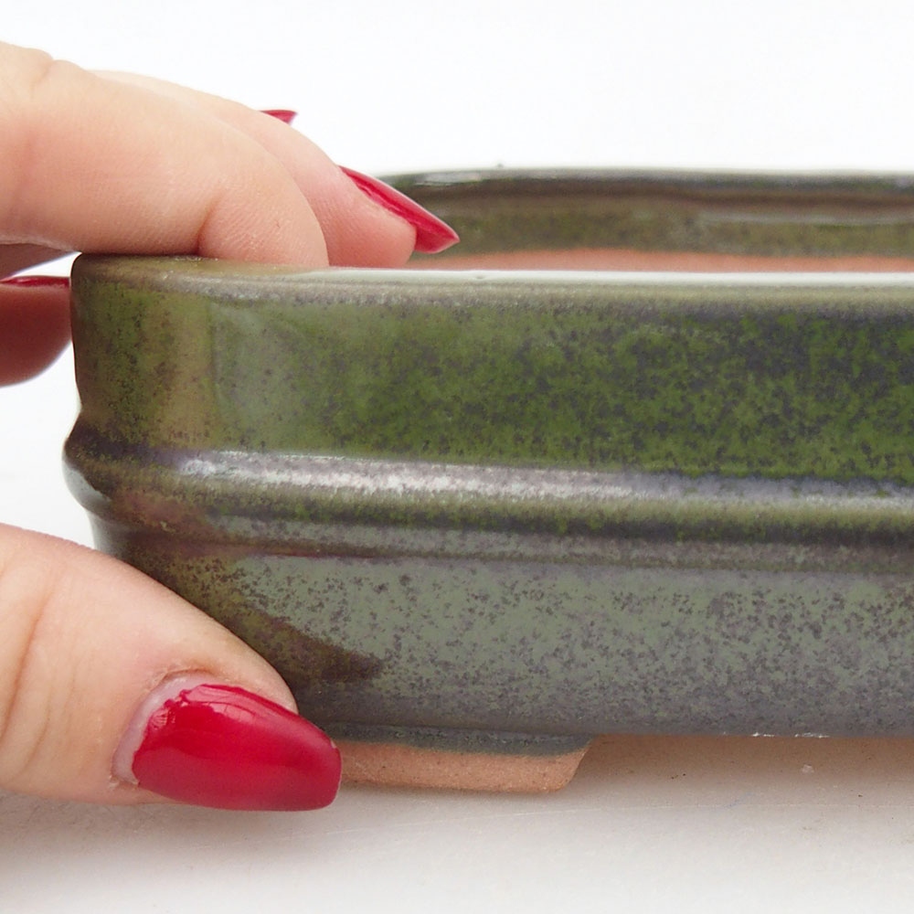 Kerámia bonsai tál 14,5 x 12,5 x 4,5 cm, zöld