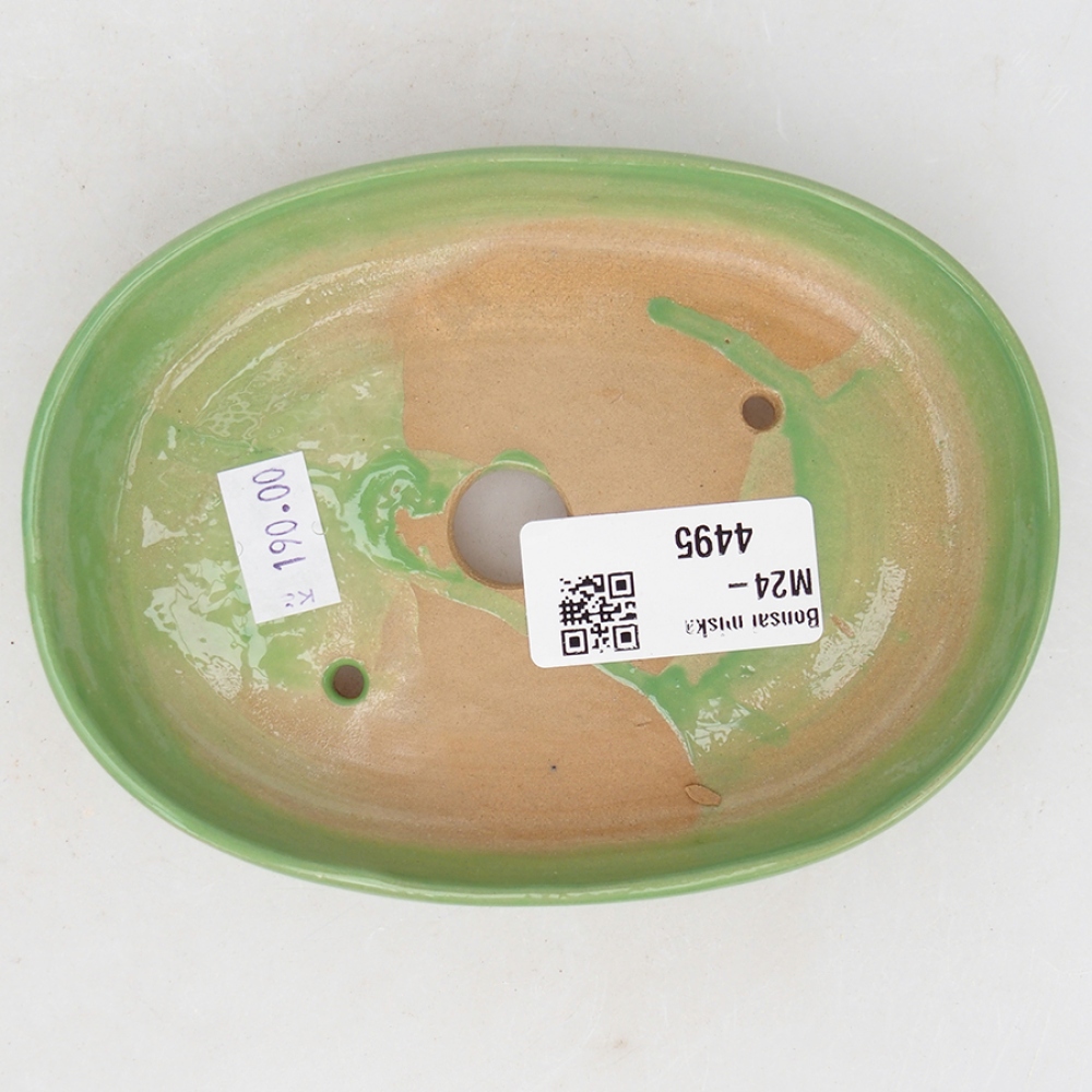 kerámia bonsai tál 13,5 x 10 x 3 cm, zöld