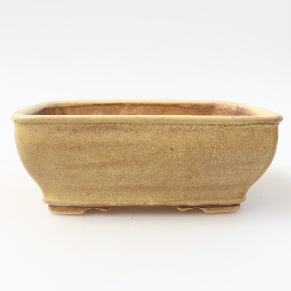 Kerámia bonsai tál, 15 x 12,5 x 5,5 cm, sárga színű